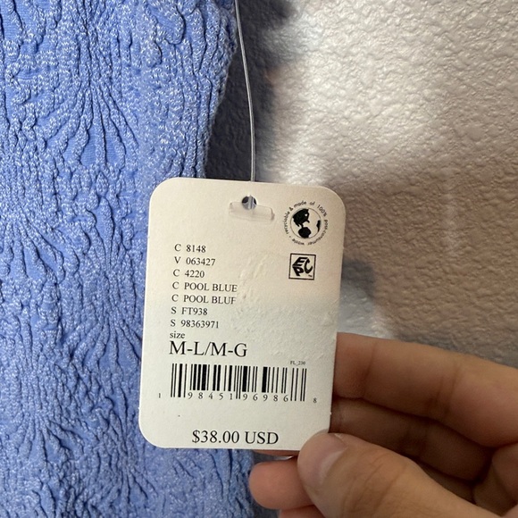 NWT Free People Intimately Love Letter Cami Pool Blue M/L - Picture 3 of 5